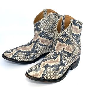 Miz Mooz Cabana Western Ankle Boots — Taupe Snake Sz 11